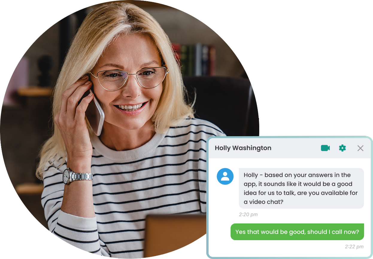 A woman on a phone headset talking to a customer.